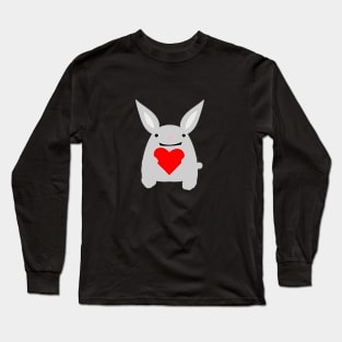 rabbit holding a heart Long Sleeve T-Shirt